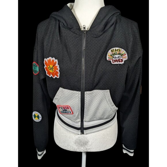 Cross Colours Black Pride Patch Black And Grey Zip Up Hoodie Size XS - Picture 3 of 16